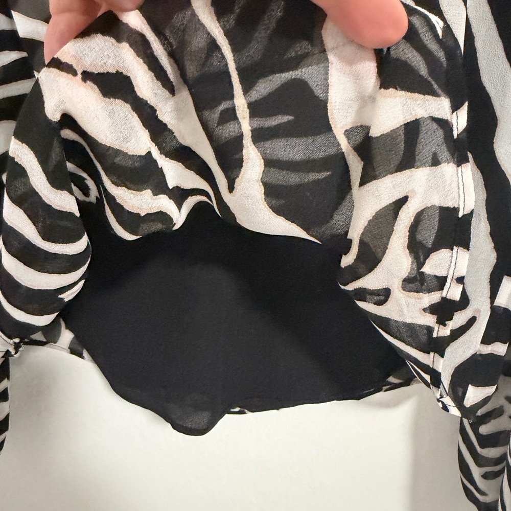 White House Black Market Zebra Print Lace-Up Blouse, Size Small - Picture 6 of 12